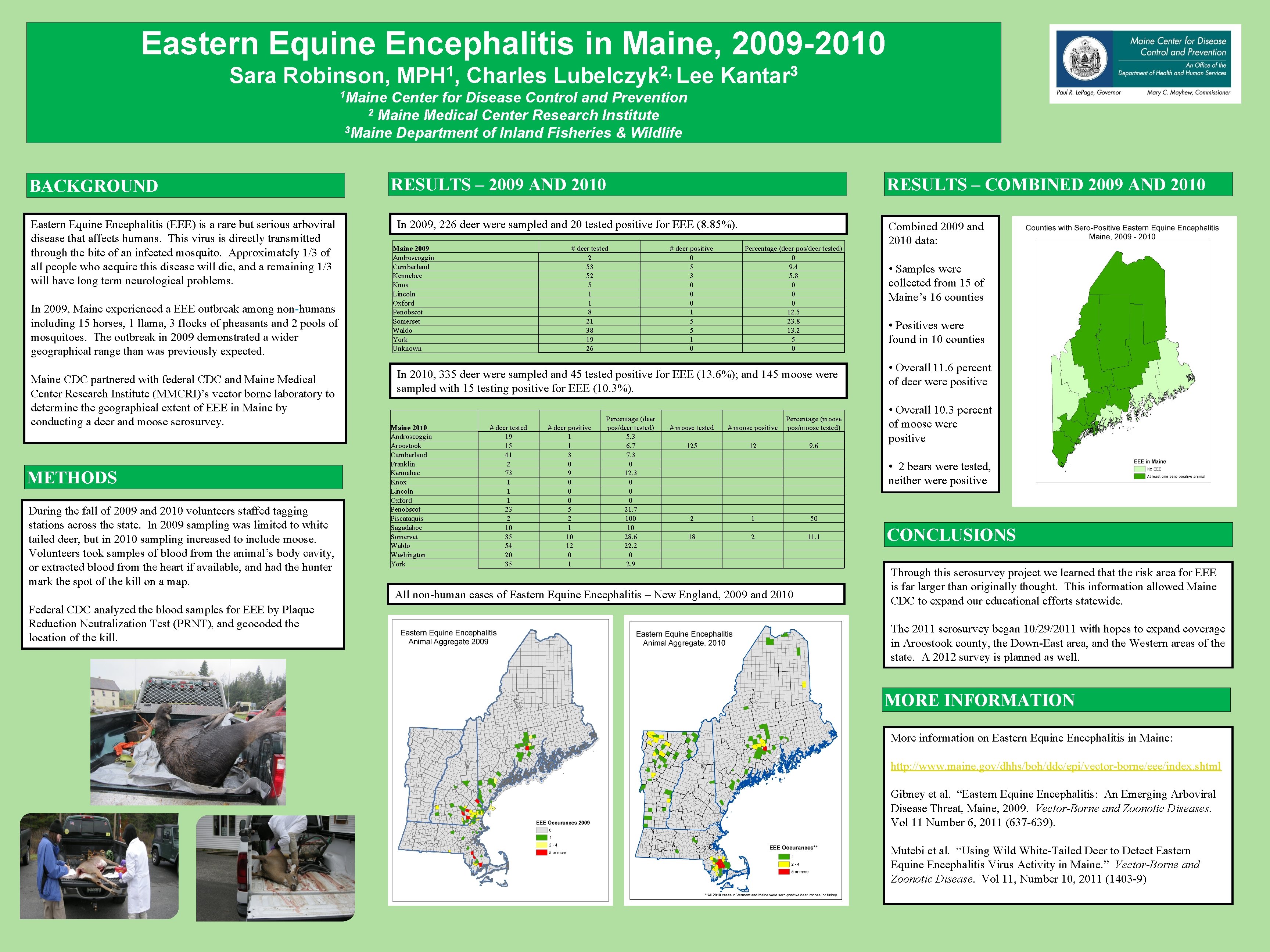 Eastern Equine Encephalitis in Maine, 2009 -2010 Sara Robinson, 1 MPH , Charles 2,