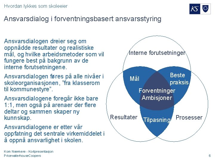 Hvordan lykkes som skoleeier Ansvarsdialog i forventningsbasert ansvarsstyring Ansvarsdialogen dreier seg om oppnådde resultater