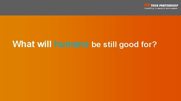 What will humans be still good for? 