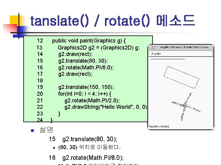 tanslate() / rotate() 메소드 12 13 14 15 16 17 18 19 20 21