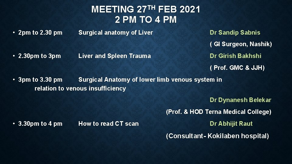 MEETING 27 TH FEB 2021 2 PM TO 4 PM • 2 pm to