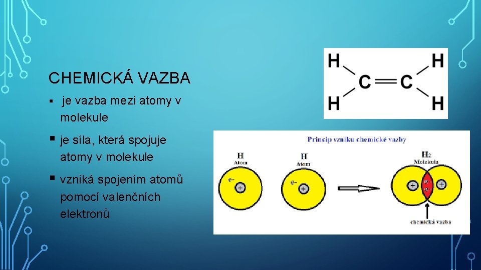 CHEMICKÁ VAZBA § je vazba mezi atomy v molekule § je síla, která spojuje