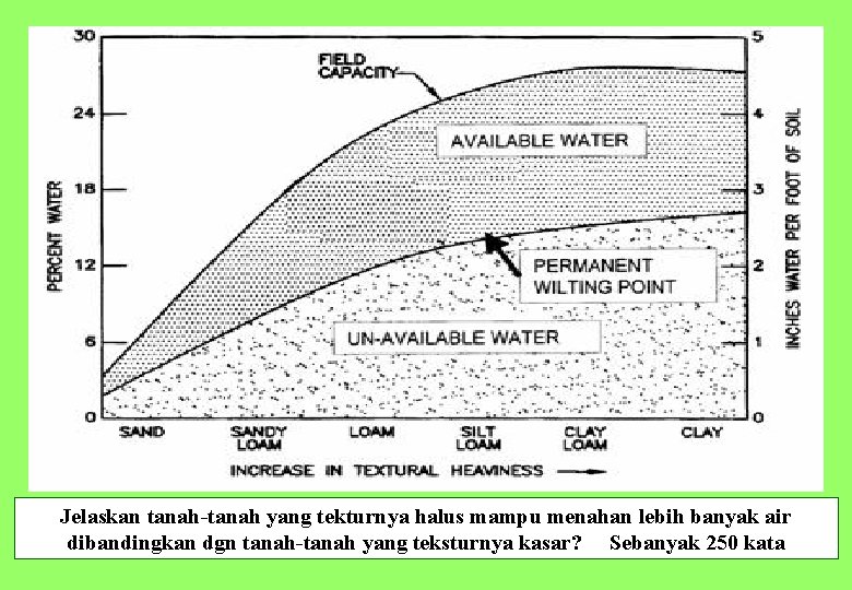 Jelaskan tanah yang tekturnya halus mampu menahan lebih banyak air dibandingkan dgn tanah yang