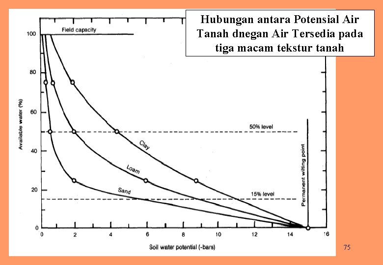 Hubungan antara Potensial Air Tanah dnegan Air Tersedia pada tiga macam tekstur tanah 75