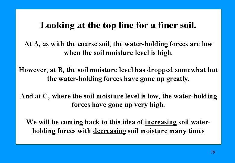 Looking at the top line for a finer soil. At A, as with the