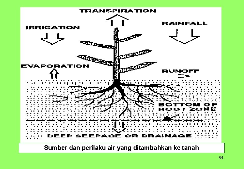 Sumber dan perilaku air yang ditambahkan ke tanah 94 