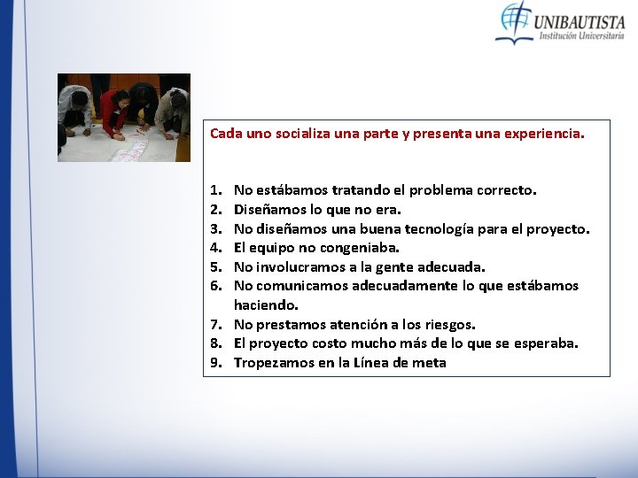Cada uno socializa una parte y presenta una experiencia. 1. 2. 3. 4. 5. Cada uno socializa una parte y presenta una experiencia. 1. 2. 3. 4. 5.