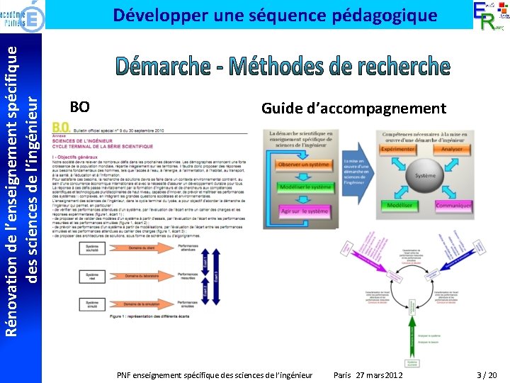 Rénovation de l’enseignement spécifique des sciences de l’ingénieur Développer une séquence pédagogique BO Guide