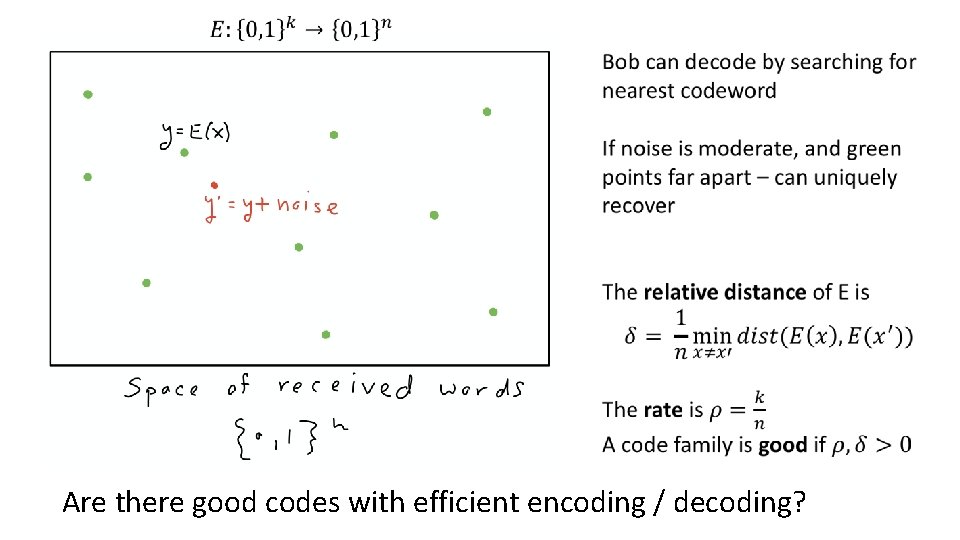 Are there good codes with efficient encoding / decoding? 