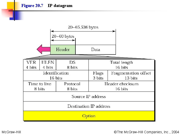 Figure 20. 7 Mc. Graw-Hill IP datagram ©The Mc. Graw-Hill Companies, Inc. , 2004