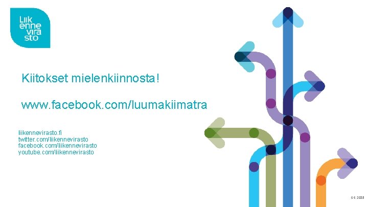 Kiitokset mielenkiinnosta! www. facebook. com/luumakiimatra liikennevirasto. fi twitter. com/liikennevirasto facebook. com/liikennevirasto youtube. com/liikennevirasto 5.