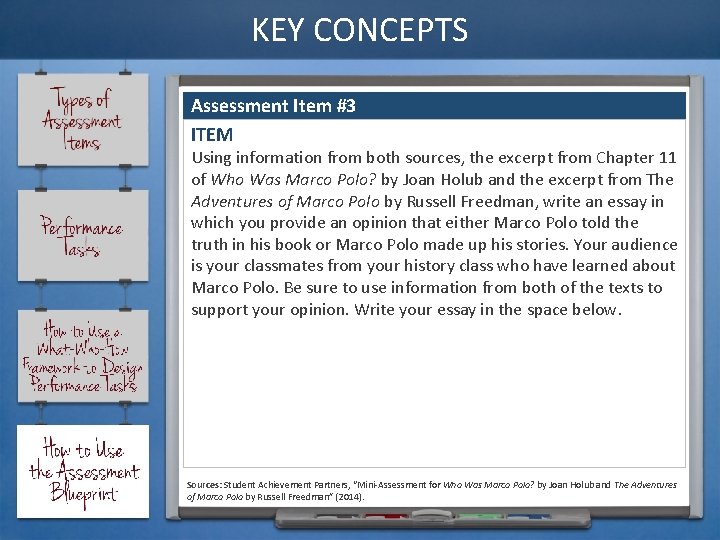 KEY CONCEPTS Assessment Item #3 ITEM Using information from both sources, the excerpt from