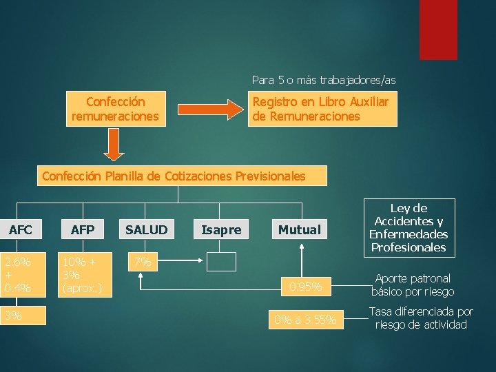 Para 5 o más trabajadores/as Confección remuneraciones Registro en Libro Auxiliar de Remuneraciones Confección