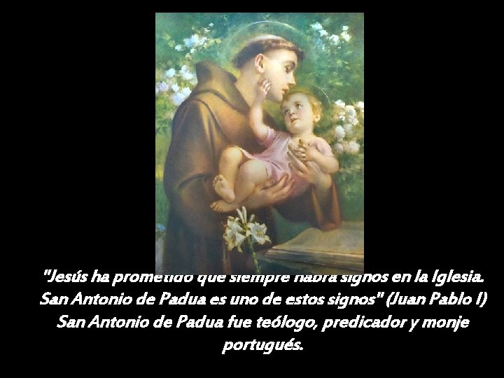 "Jesús ha prometido que siempre habrá signos en la Iglesia. San Antonio de Padua
