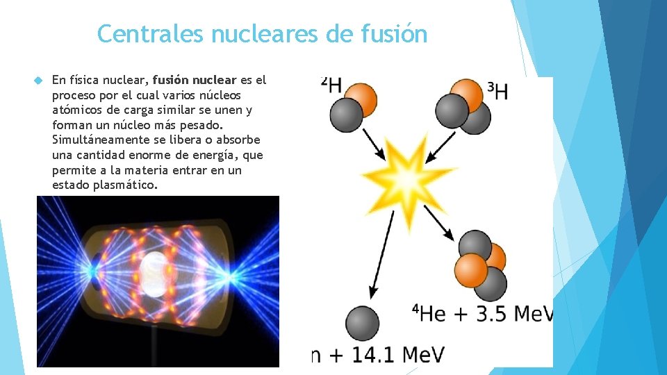 Centrales nucleares de fusión En física nuclear, fusión nuclear es el proceso por el
