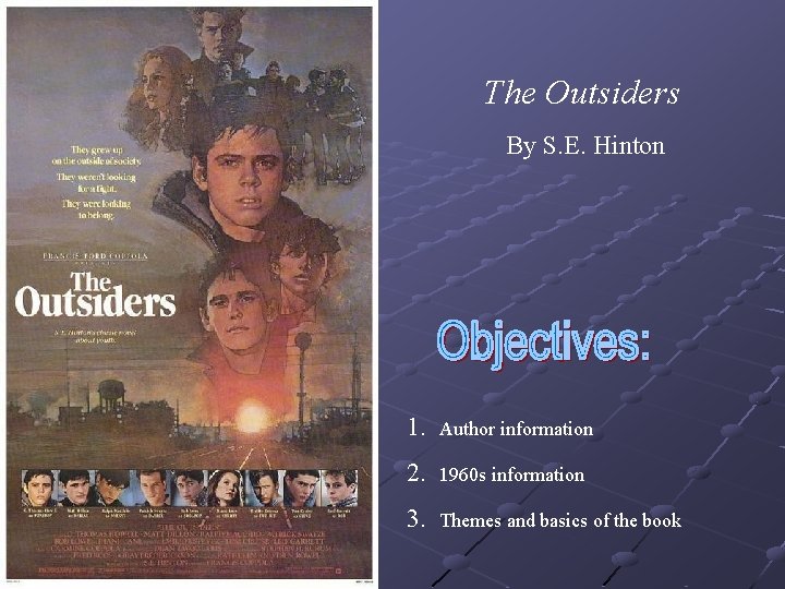 The Outsiders By S. E. Hinton 1. Author information 2. 1960 s information 3.