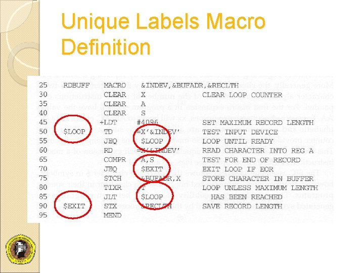 Unique Labels Macro Definition 