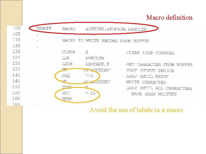 Macro definition Avoid the use of labels in a macro 