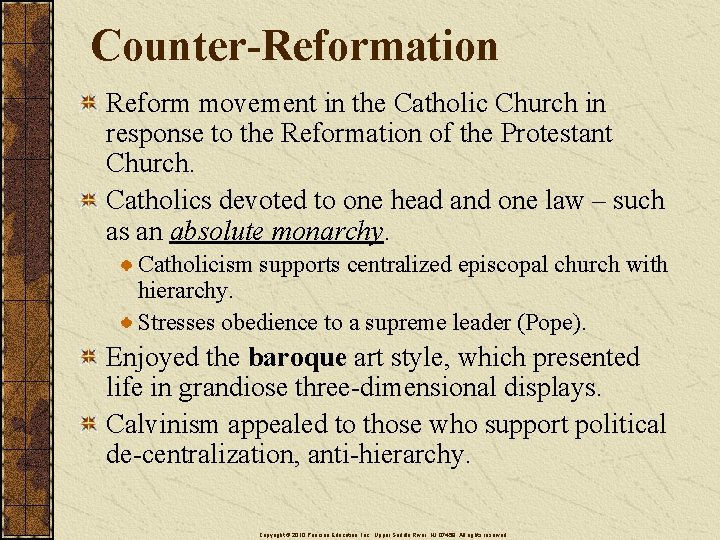 Counter-Reformation Reform movement in the Catholic Church in response to the Reformation of the