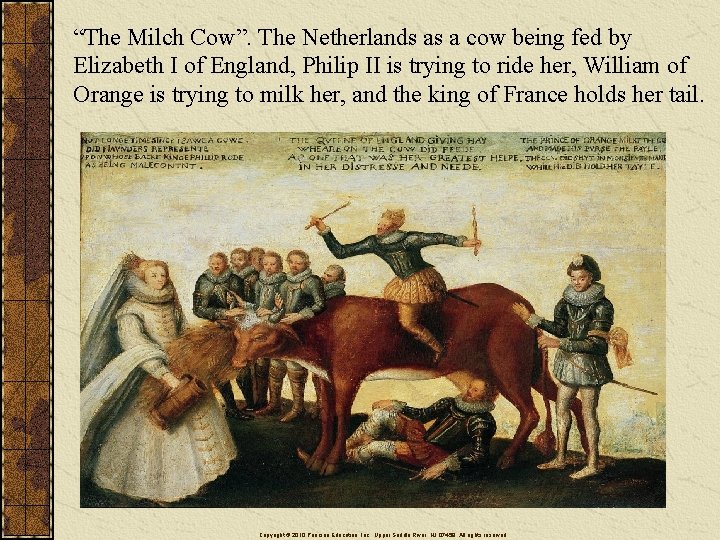 “The Milch Cow”. The Netherlands as a cow being fed by Elizabeth I of