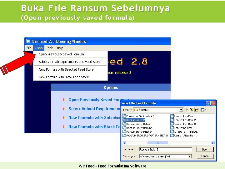 Buka File Ransum Sebelumnya (Open evi ously (O pen pr p re v ious