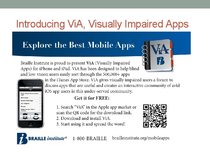 Introducing Vi. A, Visually Impaired Apps 