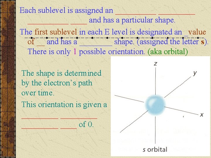 Each sublevel is assigned an __________ and has a particular shape. The first sublevel