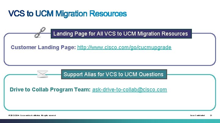 Landing Page for All VCS to UCM Migration Resources Customer Landing Page: http: //www.