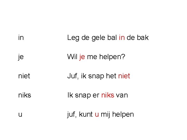 in Leg de gele bal in de bak je Wil je me helpen? niet