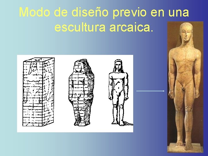 Modo de diseño previo en una escultura arcaica. Modo de diseño previo en una escultura arcaica.