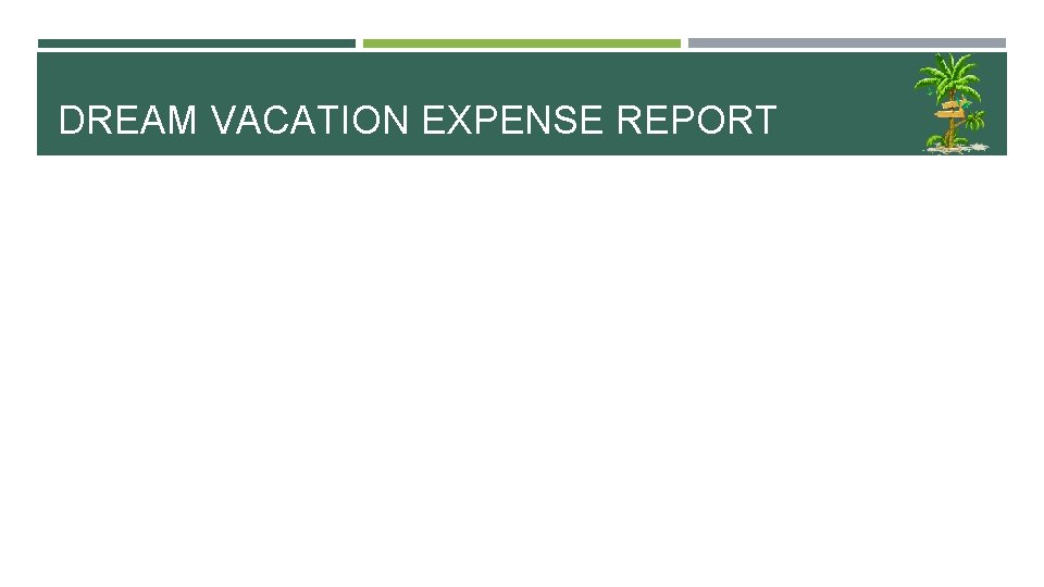 DREAM VACATION EXPENSE REPORT 