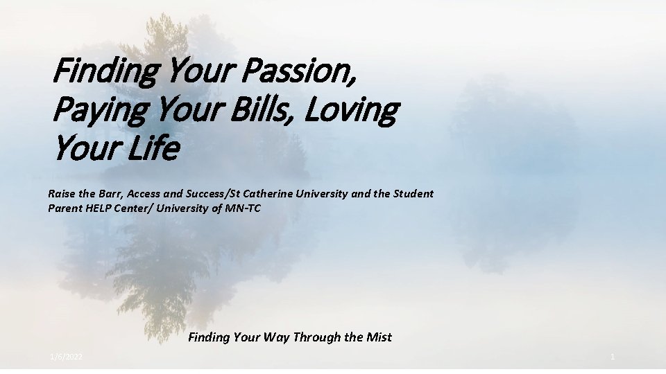 Finding Your Passion, Paying Your Bills, Loving Your Life Raise the Barr, Access and