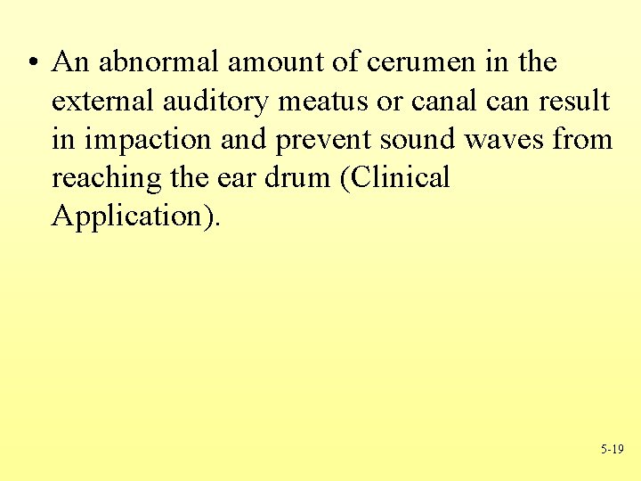  • An abnormal amount of cerumen in the external auditory meatus or canal