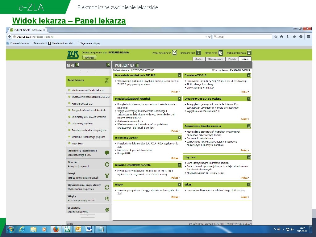 e-ZLA Elektroniczne zwolnienie lekarskie Widok lekarza – Panel lekarza 