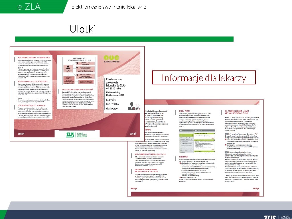 e-ZLA Elektroniczne zwolnienie lekarskie Ulotki Informacje dla lekarzy 