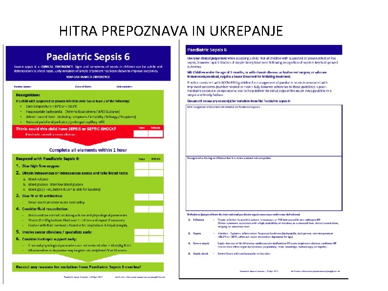 HITRA PREPOZNAVA IN UKREPANJE 