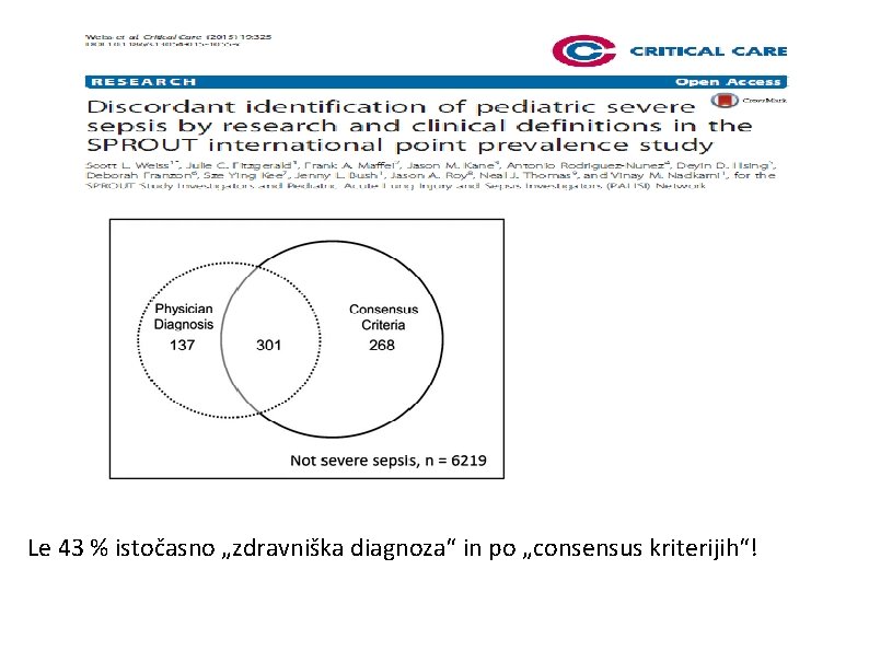 Le 43 % istočasno „zdravniška diagnoza“ in po „consensus kriterijih“! 