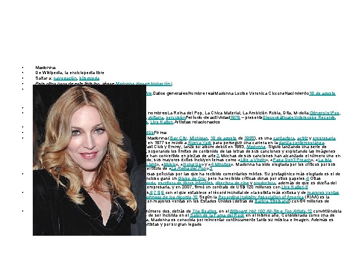  • • • • Madonna De Wikipedia, la enciclopedia libre Saltar a: navegación,