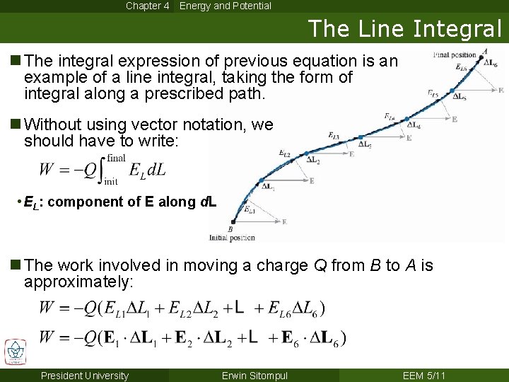 Chapter 4 Energy and Potential The Line Integral n The integral expression of previous