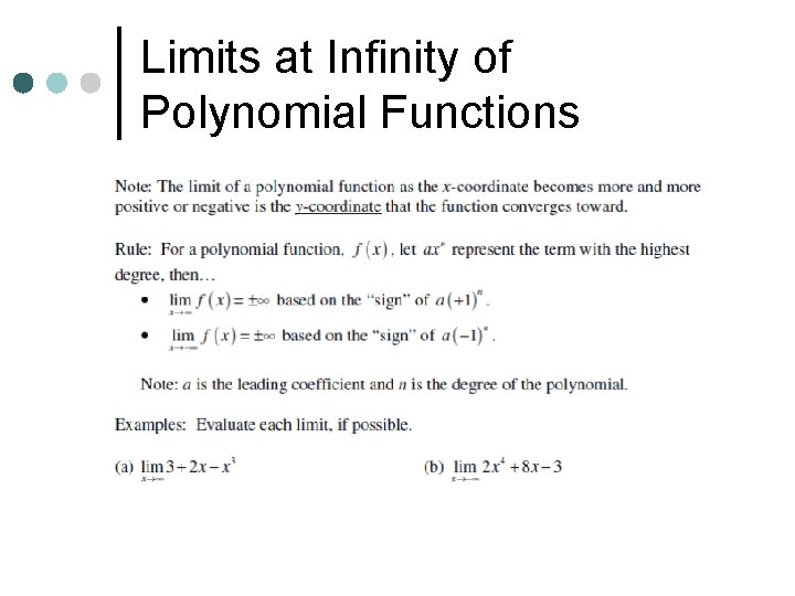 Limits at Infinity of Polynomial Functions 