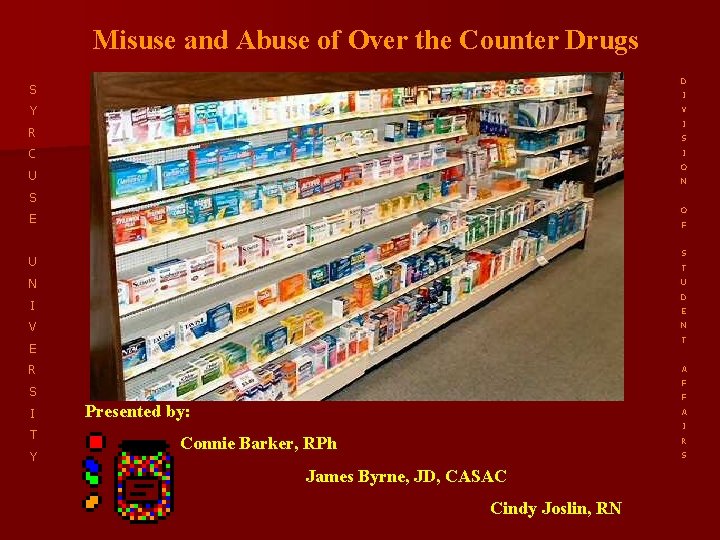 Misuse and Abuse of Over the Counter Drugs D S I Y V I