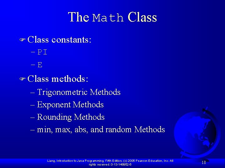 Chapter 5 Methods Liang Introduction to Java Programming