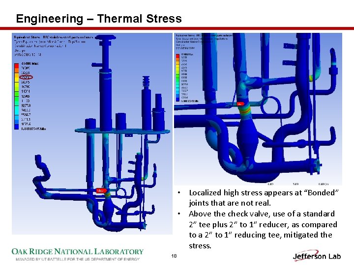 Engineering – Thermal Stress • Localized high stress appears at “Bonded” joints that are