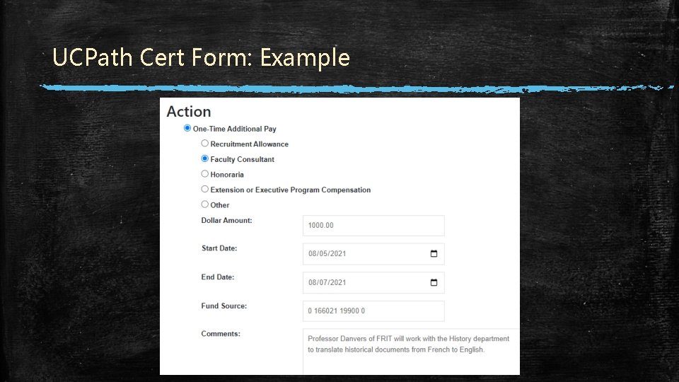 UCPath Cert Form: Example UCPath Cert Form: Example