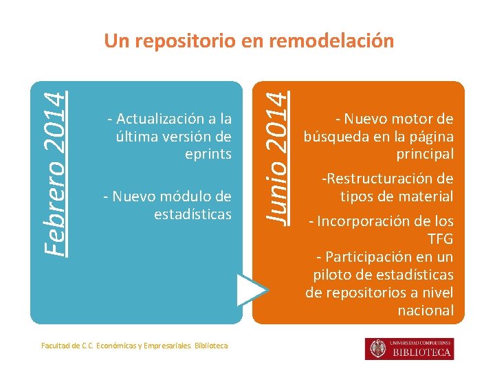 - Actualización a la última versión de eprints - Nuevo módulo de estadísticas Facultad