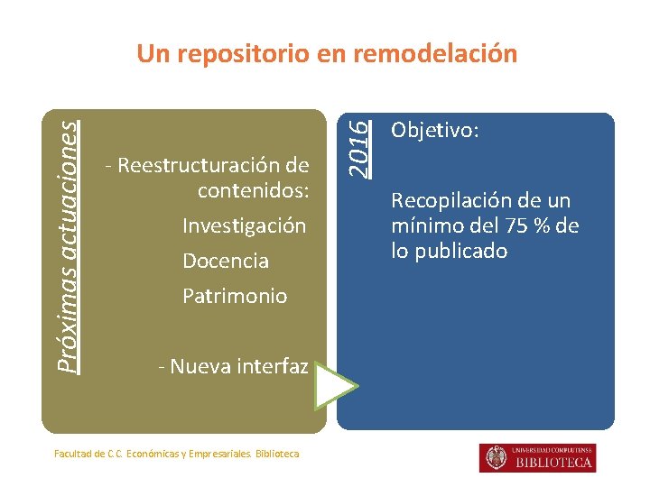 - Reestructuración de contenidos: Investigación Docencia Patrimonio - Nueva interfaz Facultad de C. C. - Reestructuración de contenidos: Investigación Docencia Patrimonio - Nueva interfaz Facultad de C. C.