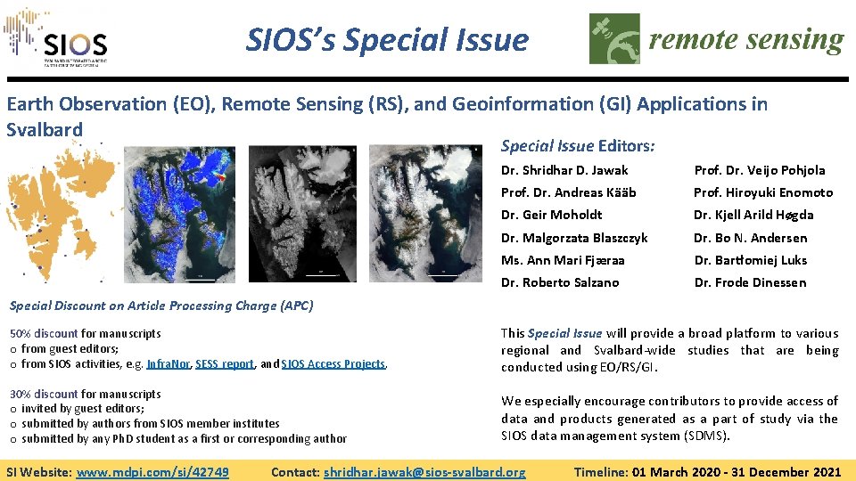 SIOSs Special Issue Earth Observation EO Remote Sensing