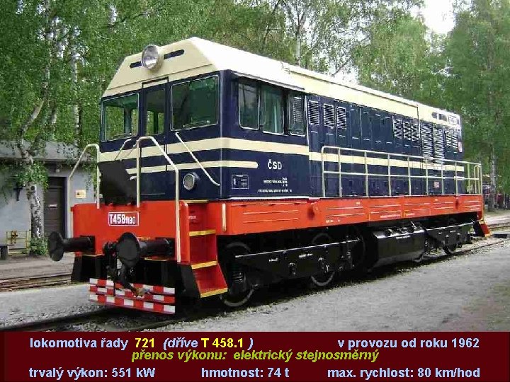 lokomotiva řady 721 (dříve T 458. 1 ) v provozu od roku 1962 přenos