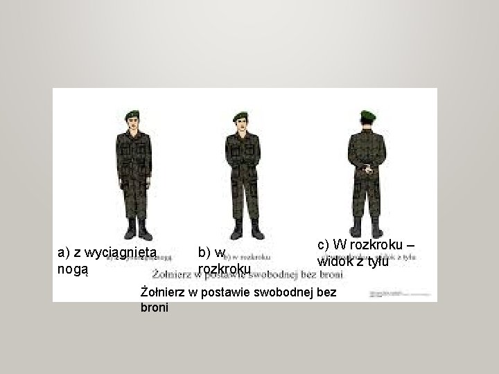 a) z wyciągniętą nogą b) w rozkroku c) W rozkroku – widok z tyłu a) z wyciągniętą nogą b) w rozkroku c) W rozkroku – widok z tyłu