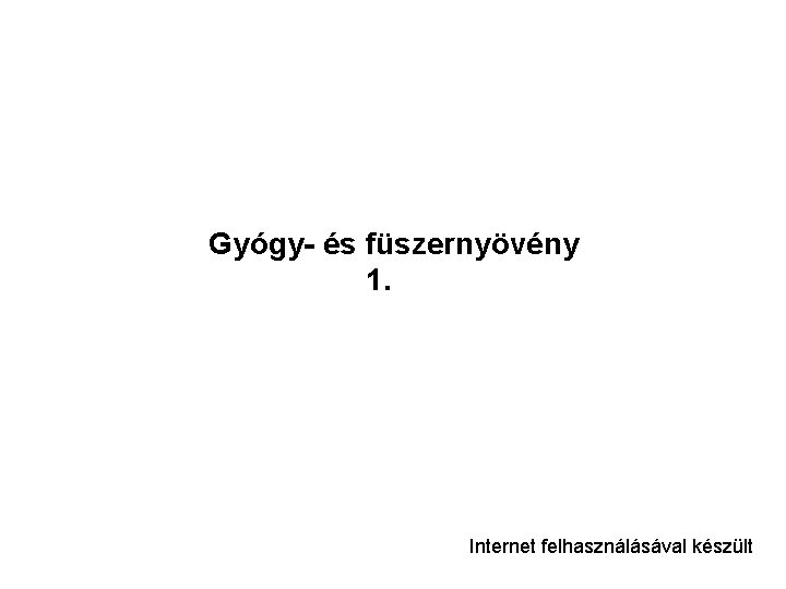 Gyógy- és füszernyövény 1. Internet felhasználásával készült 